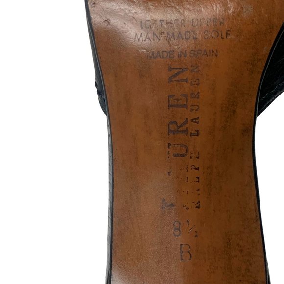 LAUREN Ralph Lauren Reptile Embossed Leather T-Strap Heels - Picture 8 of 11